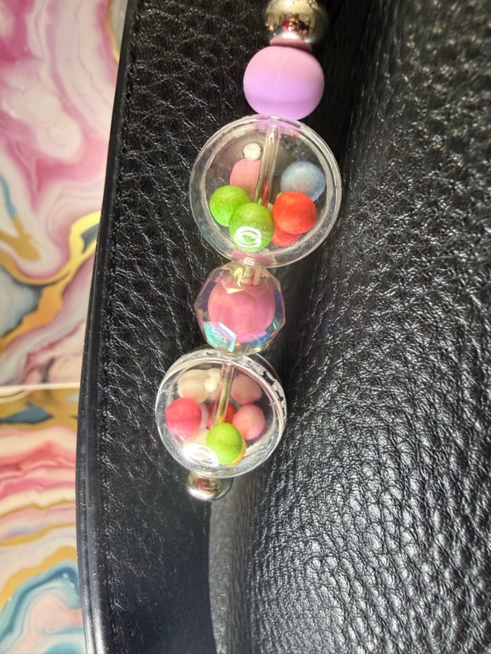 Colorful Beaded Shaker Keychain/Purse Charm